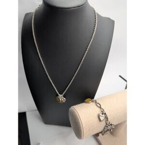 Brighton Picadilly Enamel Heart Charm Necklace & Bracelet Set "Embrace Life"